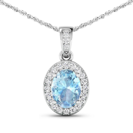 14K White Gold Aquamarine Pendant
