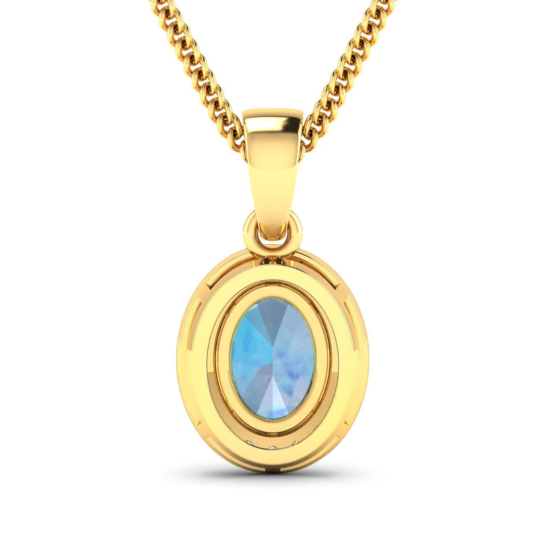 14K Yellow Gold Aquamarine Diamond Pendant