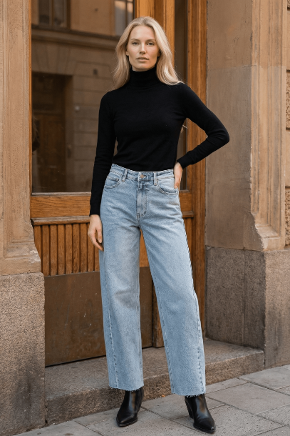 Harlow High Waisted Barrel Jeans Blue by Artemis