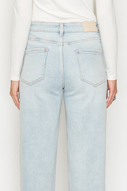High Rise Perfect Tummy Control Pink Thread Straight Jeans