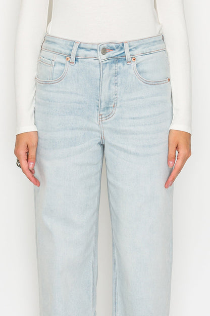 High Rise Perfect Tummy Control Pink Thread Straight Jeans