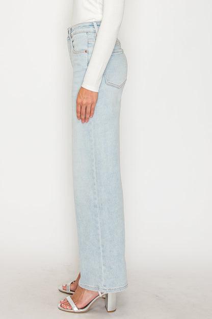 High Rise Perfect Tummy Control Pink Thread Straight Jeans