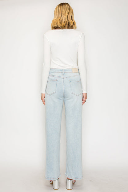 High Rise Perfect Tummy Control Pink Thread Straight Jeans