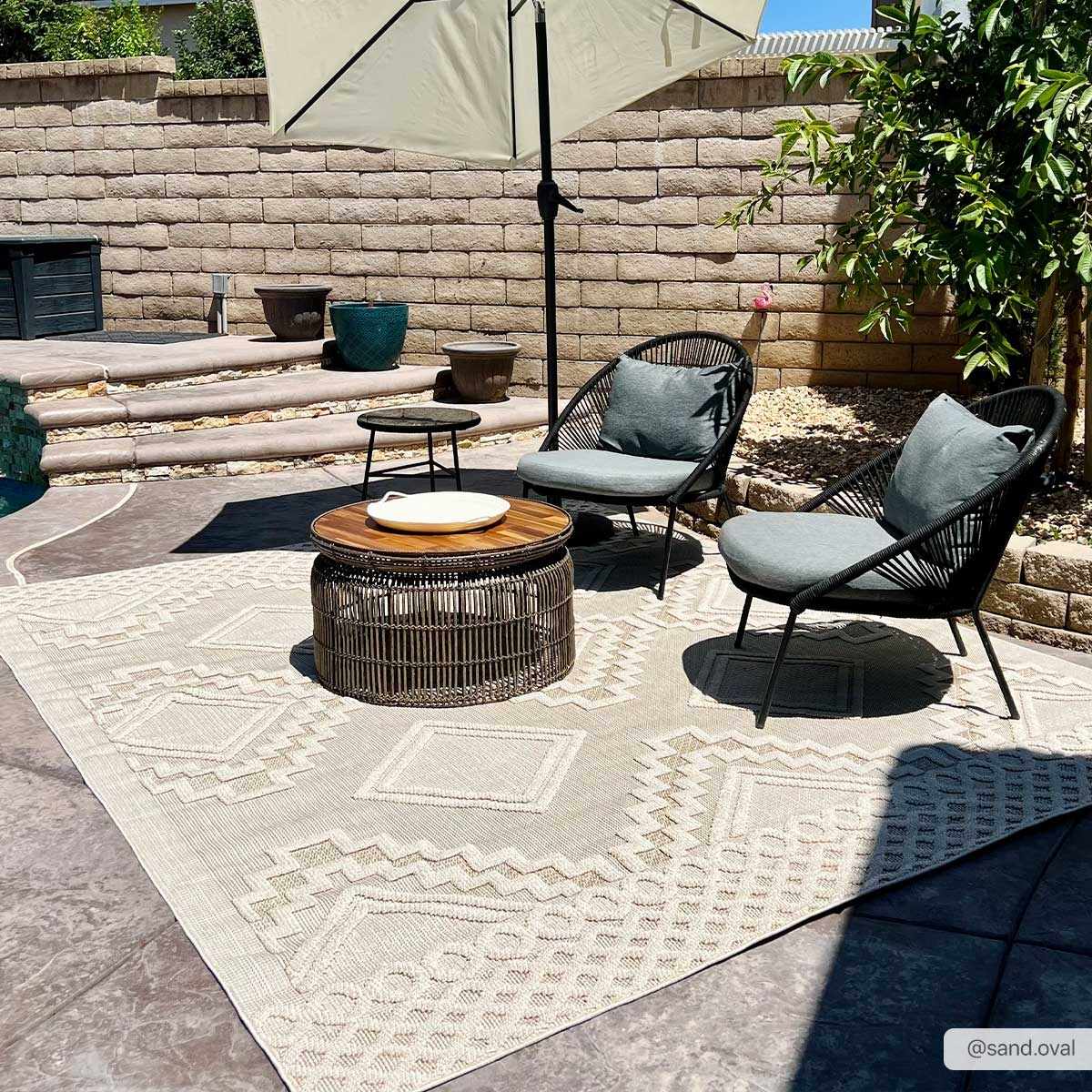 Arwid Bone Outdoor Area Rug - Clearance