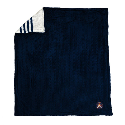 Houston Astros MLB Embossed Knit 60" X 70" Sherpa Stripe Blanket W/ Embroidered Patch