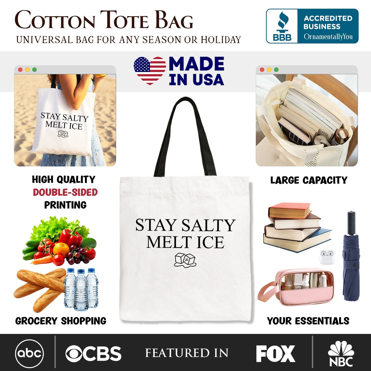 Stay Salty Melt Ice Canvas Tote Bag