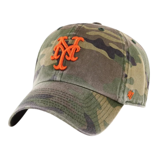 47 Brand Clean Up New York Mets Strapback Hat — Camo Adjustable Cap