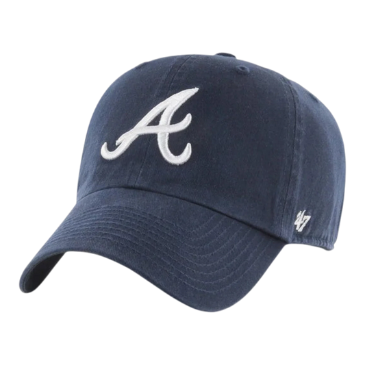 47 Brand Clean Up Atlanta Braves Strapback Hat — Navy Adjustable Cap