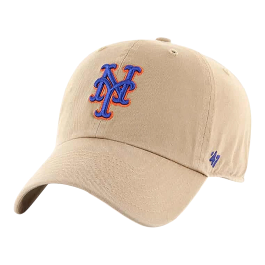 47 Brand Clean Up New York Mets Strapback Hat — Khaki Adjustable Cap