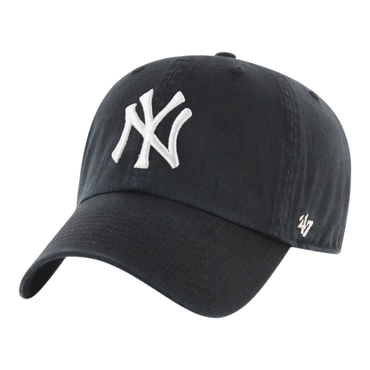 47 Brand Clean Up New York Yankees Strapback Hat — Black Adjustable Cap