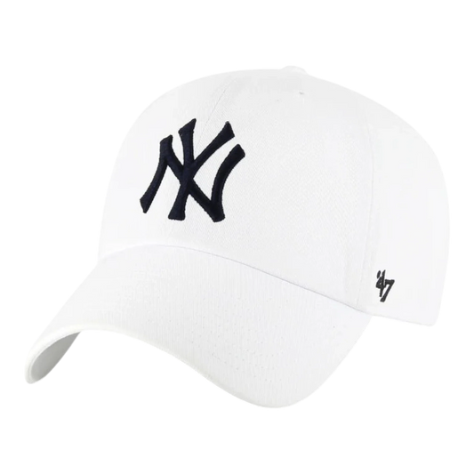 47 Brand Clean Up New York Yankees Strapback Hat — White Adjustable Cap