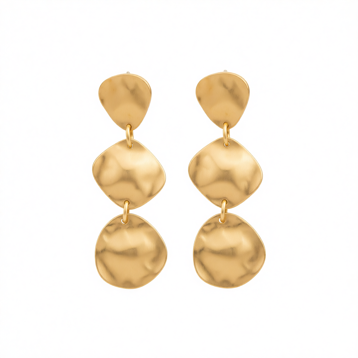 Goldtone Tiered Triangle Rhombus Drop Dangle Earrings