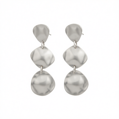 Silvertone Tiered Triangle Rhombus Drop Dangle Earrings