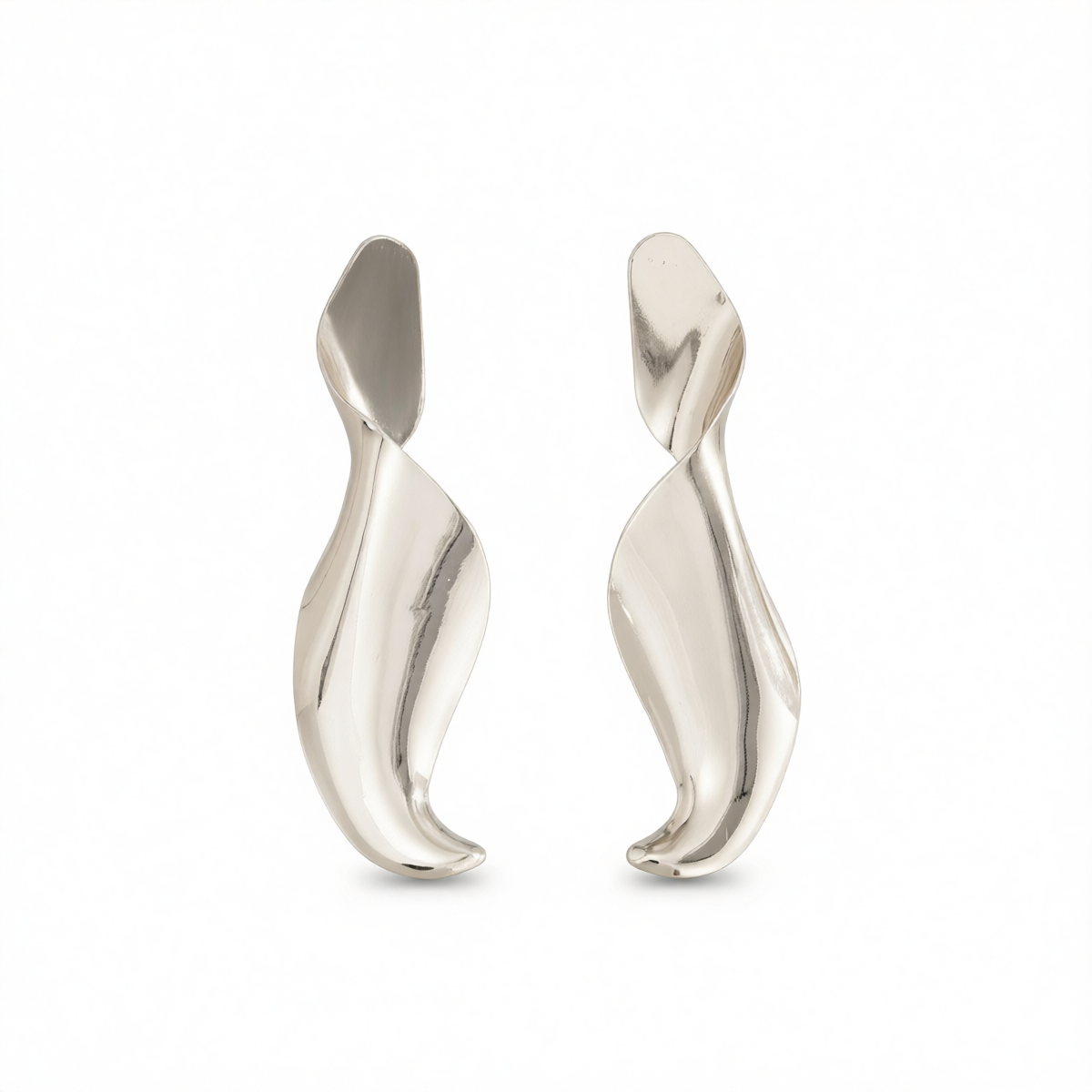 Silvertone Leaf Statement Dangle Earrings