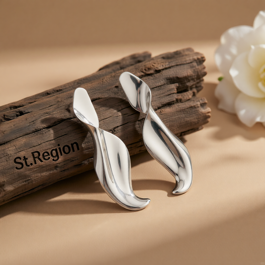 Silvertone Leaf Statement Dangle Earrings