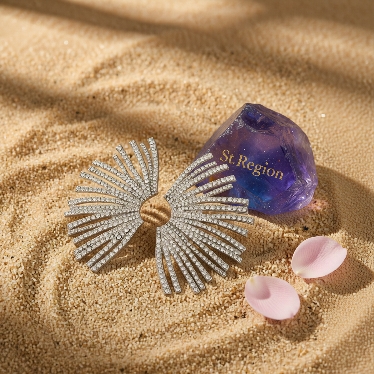 Cubic Zirconia & Silvertone Wing Statement Stud Earrings