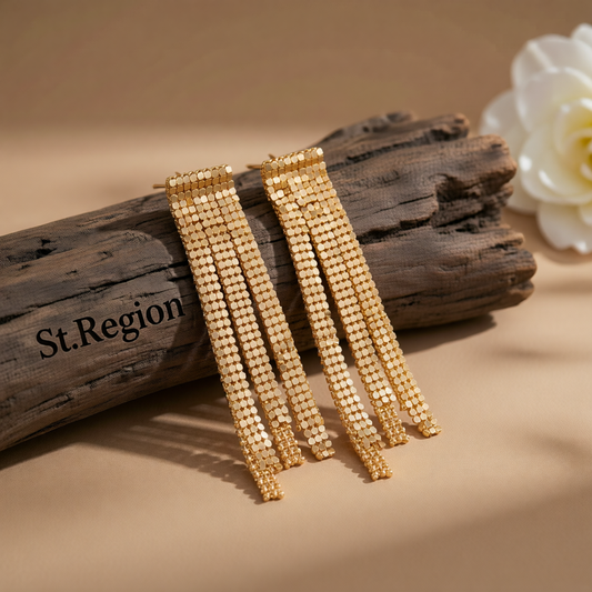Goldtone Sequin Tassel Dangle Earrings