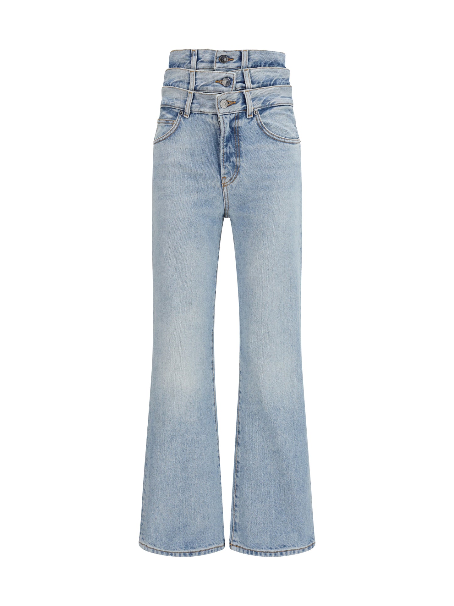 Jeans With Triple-Layer Waist — Light Blue