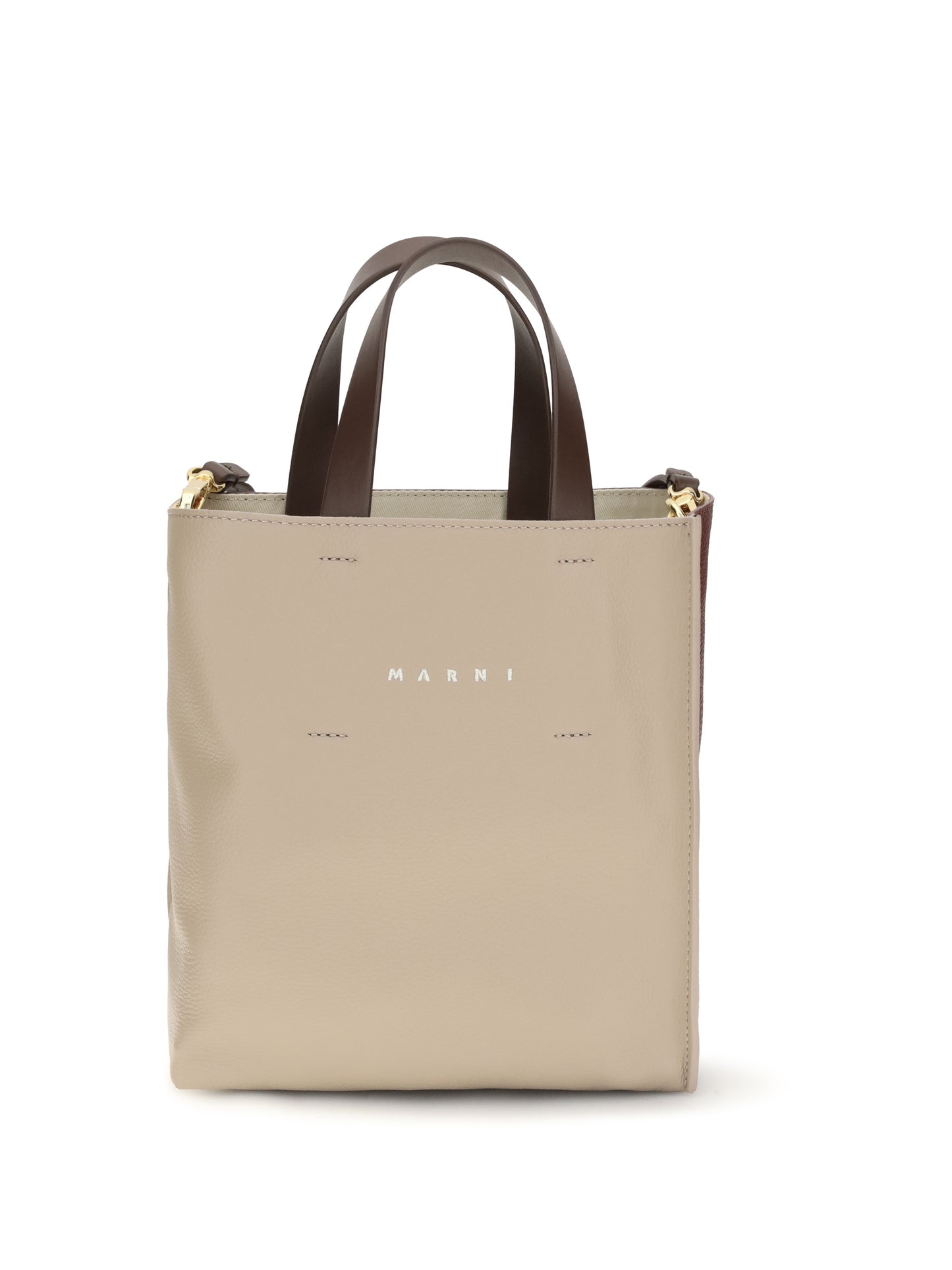 Handbag Museo Mini Moonstone/Dark Burgundy/Coffee