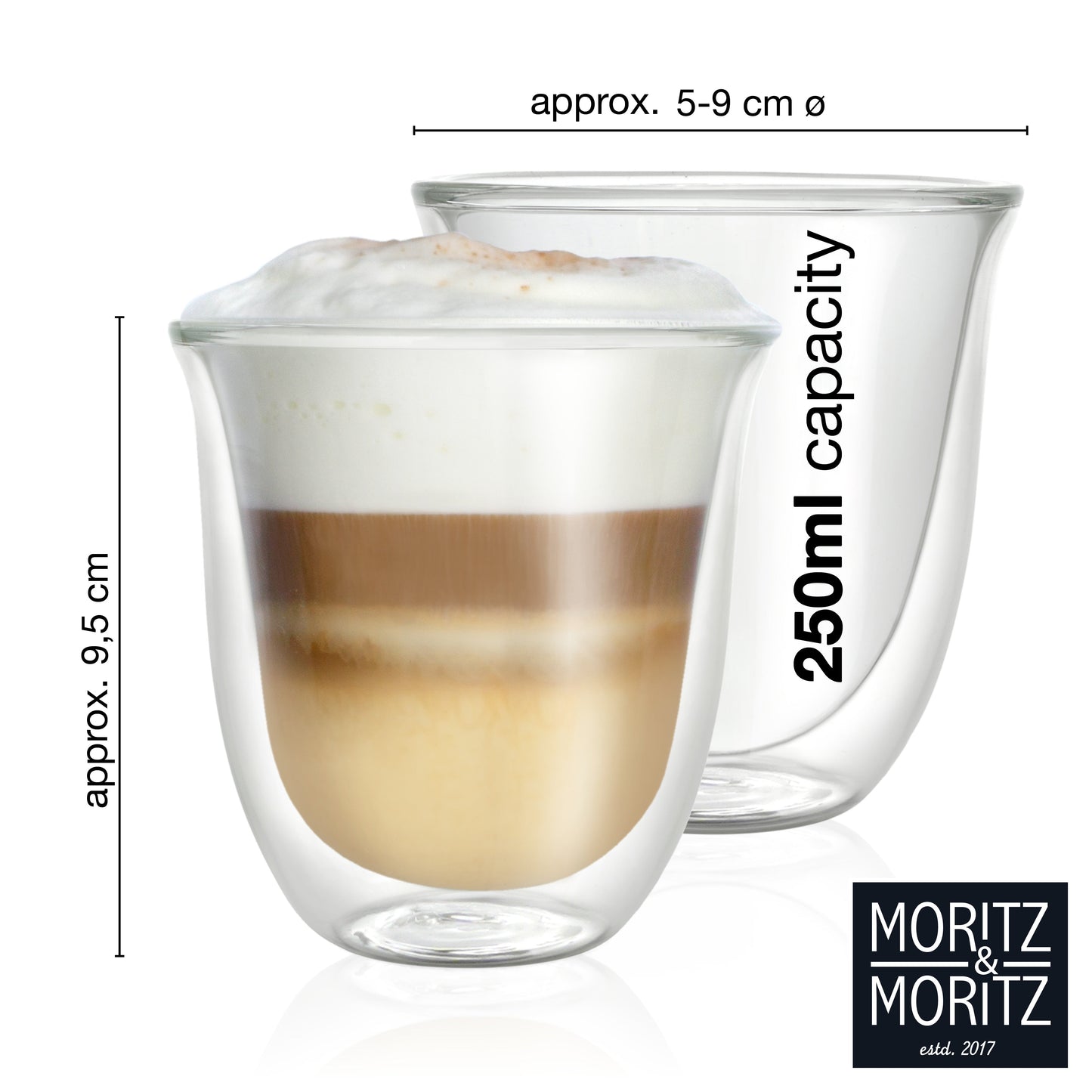Moritz & Moritz Caffè Italia Napoli Double Walled Coffee Glasses | Set of 6 Hot & Cold Cups