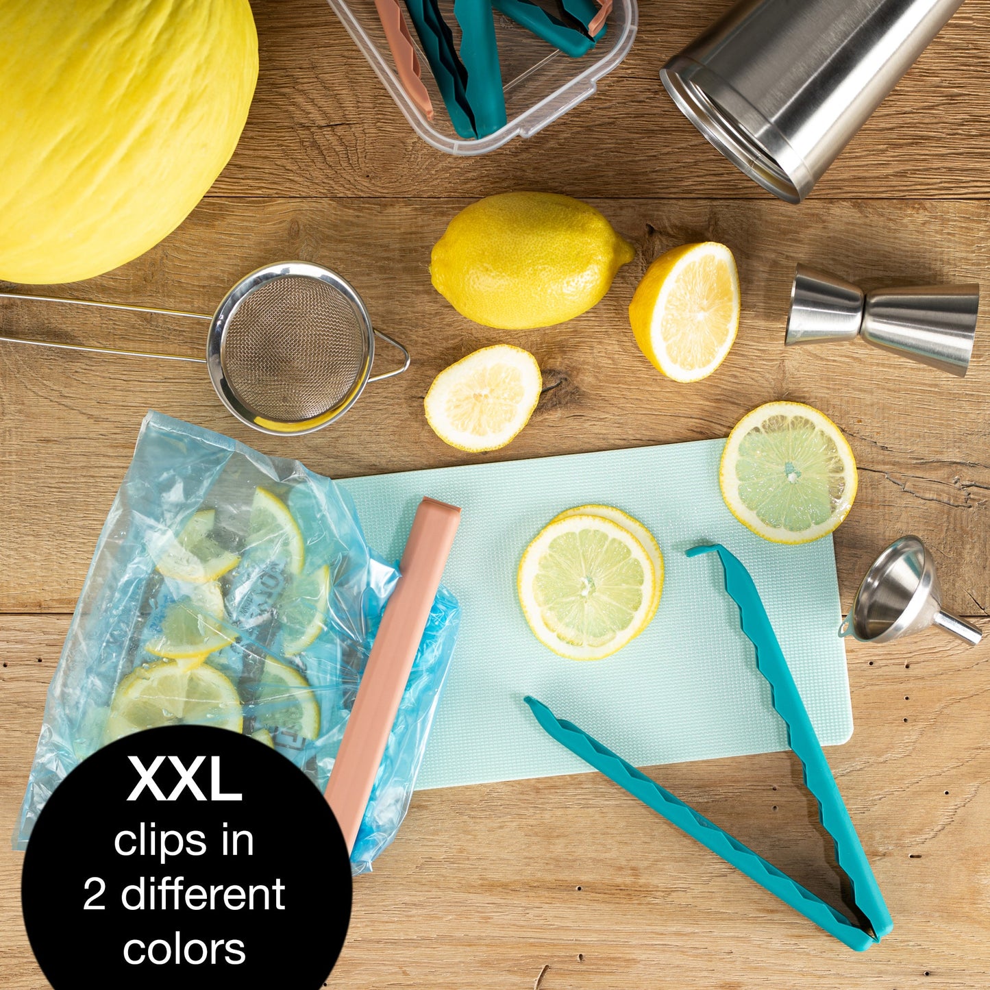 Moritz & Moritz 5 Large Bag Clips with Clear Storage Box | Mixed Colors, BPA-Free & Reusable