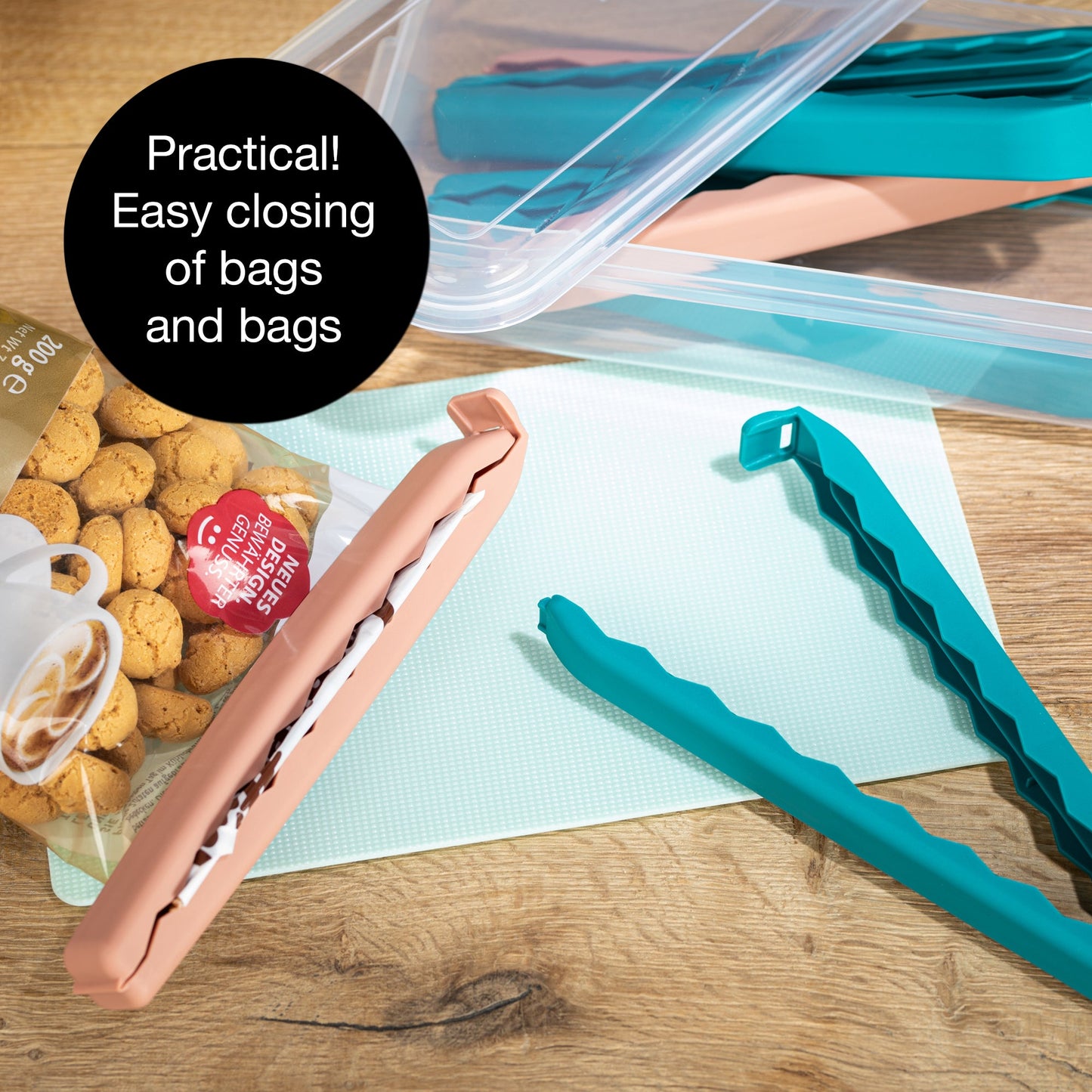 Moritz & Moritz 5 Large Bag Clips with Clear Storage Box | Mixed Colors, BPA-Free & Reusable