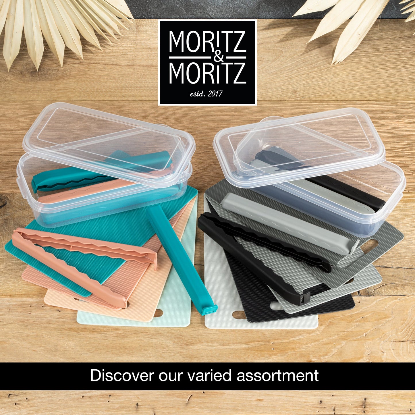 Moritz & Moritz 5 Large Bag Clips with Clear Storage Box | Mixed Colors, BPA-Free & Reusable