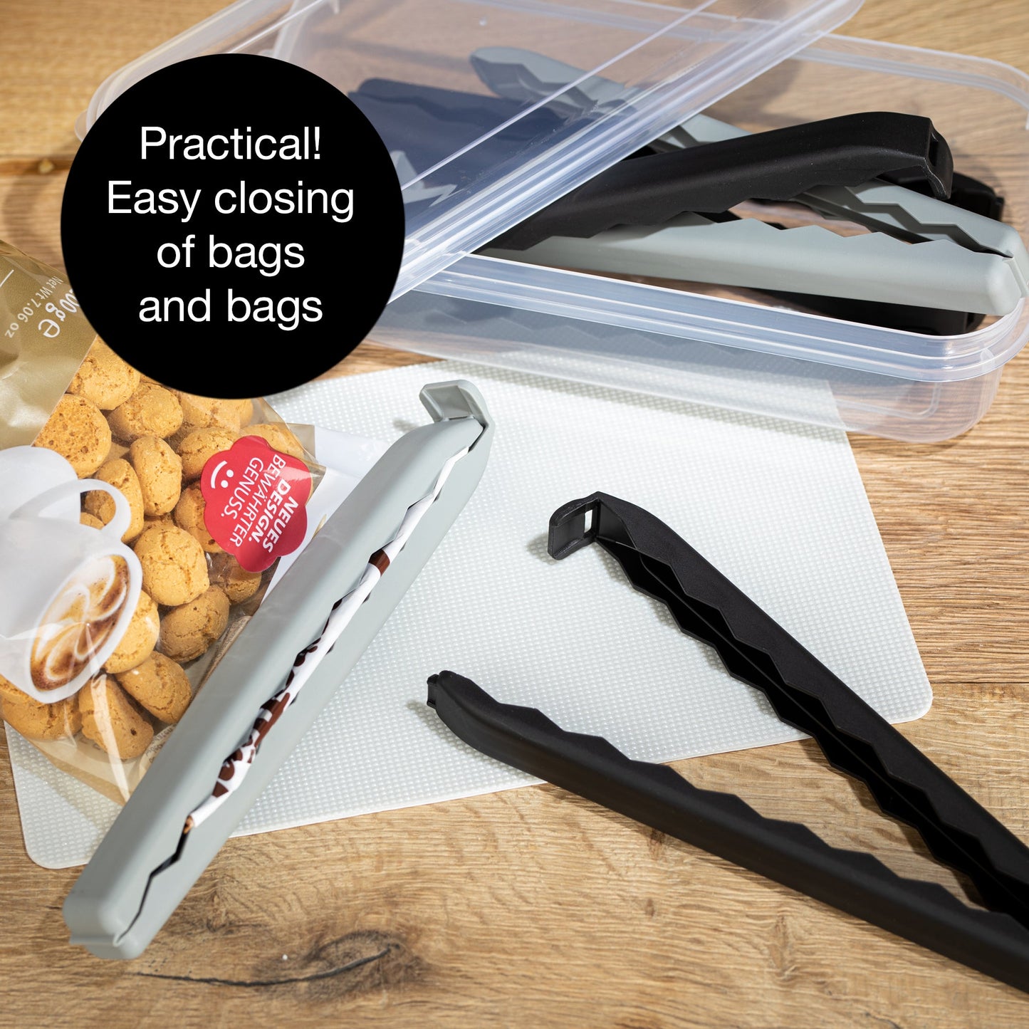 Moritz & Moritz 5 Large Bag Clips with Clear Storage Box | BPA-Free, Reusable & Hygienic