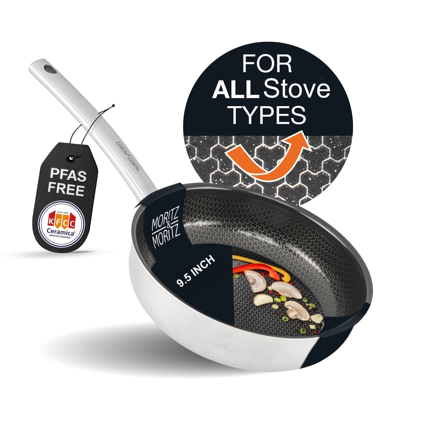 Moritz & Moritz Stainless Steel Honeycomb Non-Stick Pan 9.5"