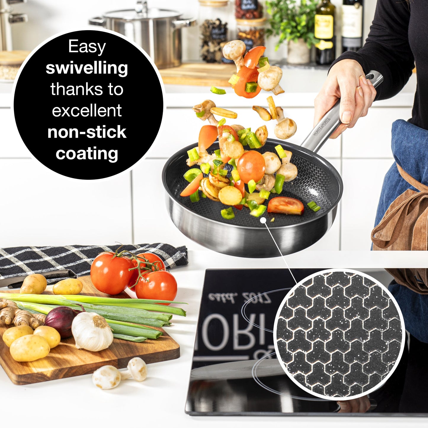 Moritz & Moritz Stainless Steel Honeycomb Non-Stick Pan 9.5"
