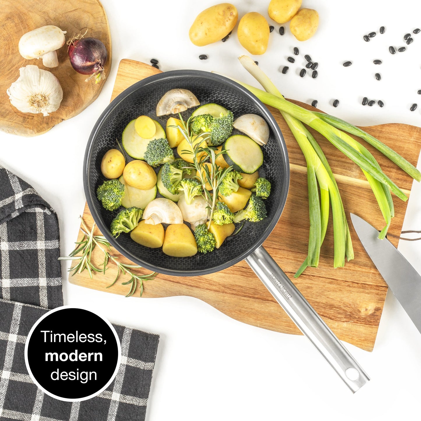 Moritz & Moritz Stainless Steel Honeycomb Non-Stick Pan 9.5"