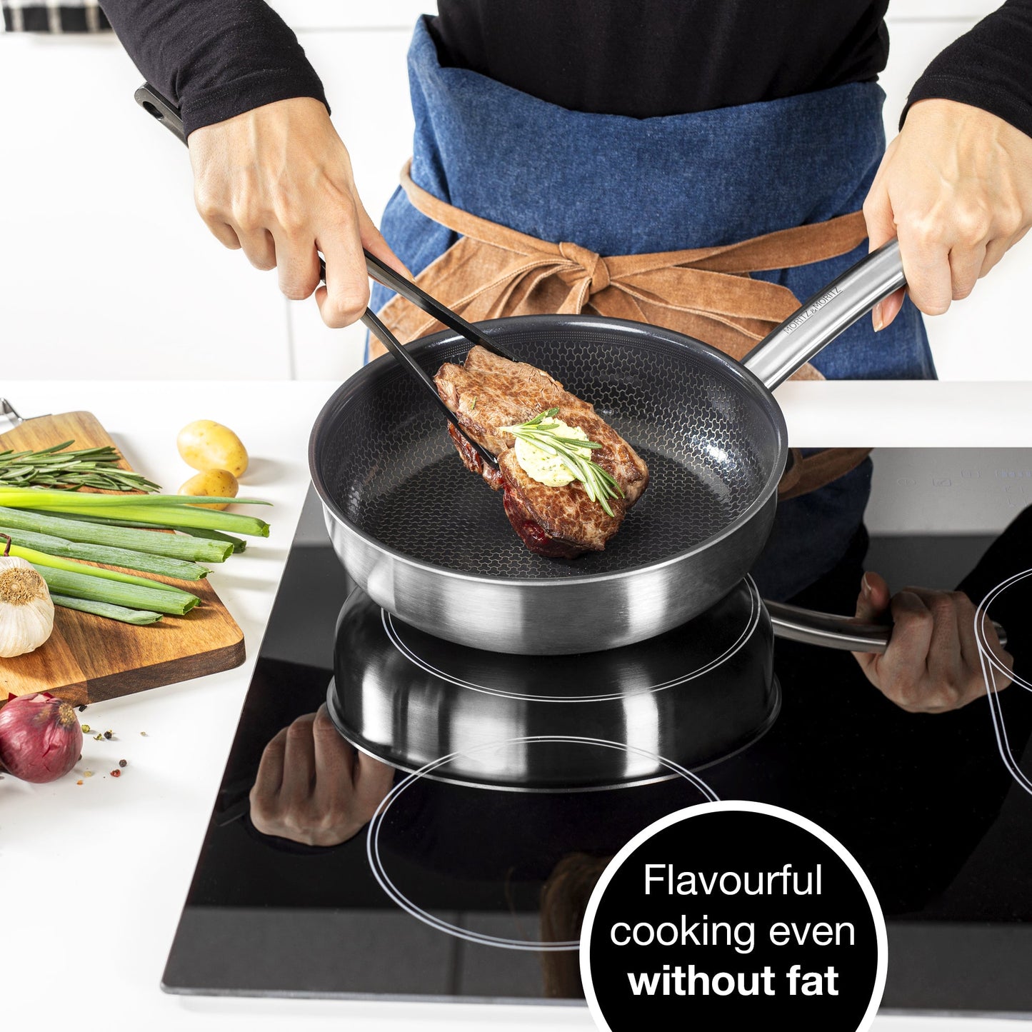 Moritz & Moritz Stainless Steel Honeycomb Non-Stick Pan 9.5"