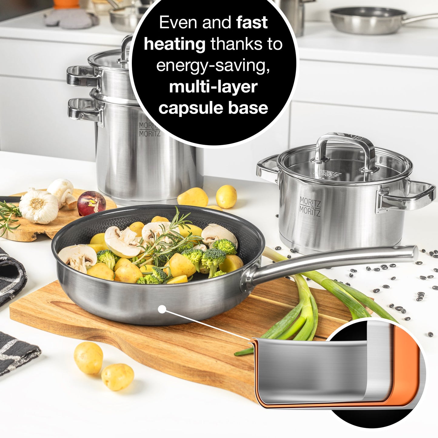 Moritz & Moritz Stainless Steel Honeycomb Non-Stick Pan 9.5"