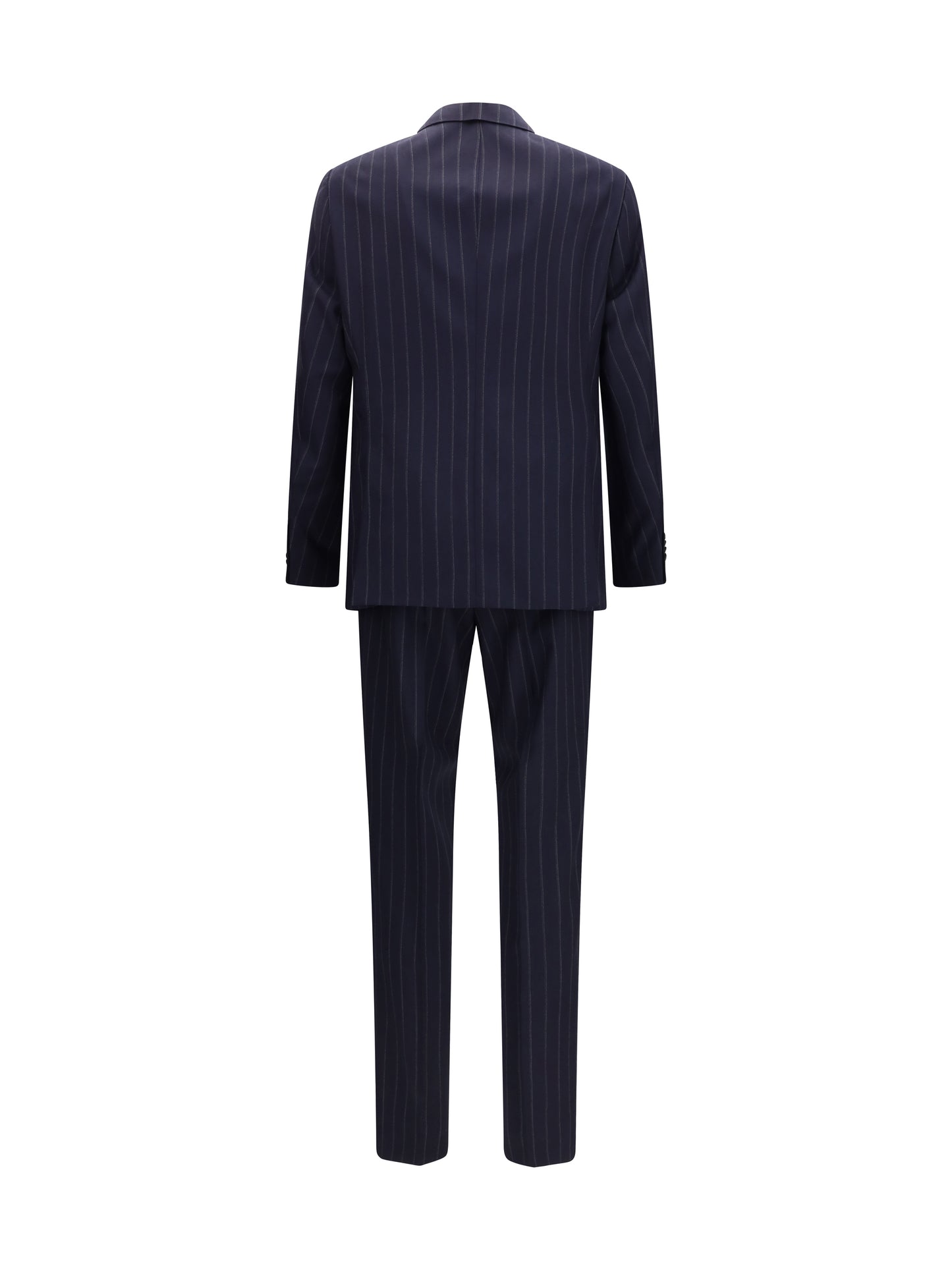 Suit Striped Virgin Wool Dark Blue