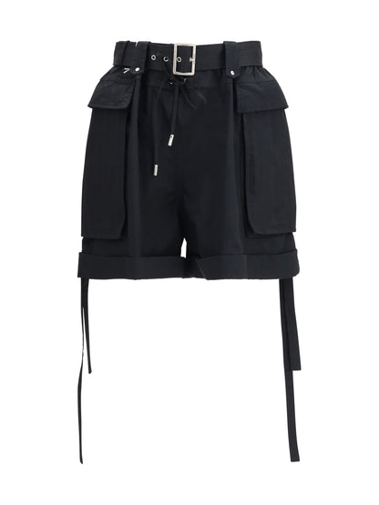Shorts With Belt Black Cotton