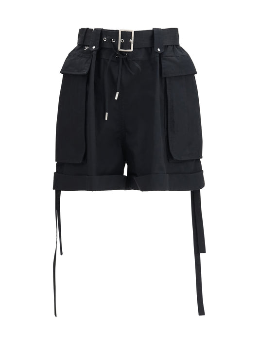 Shorts With Belt Black Cotton