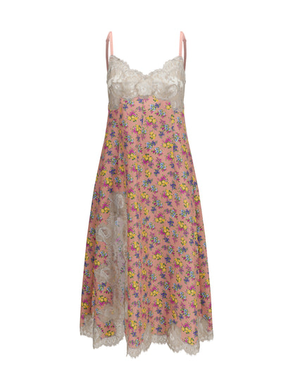 Slip Dress Fiorellini Pink Silk
