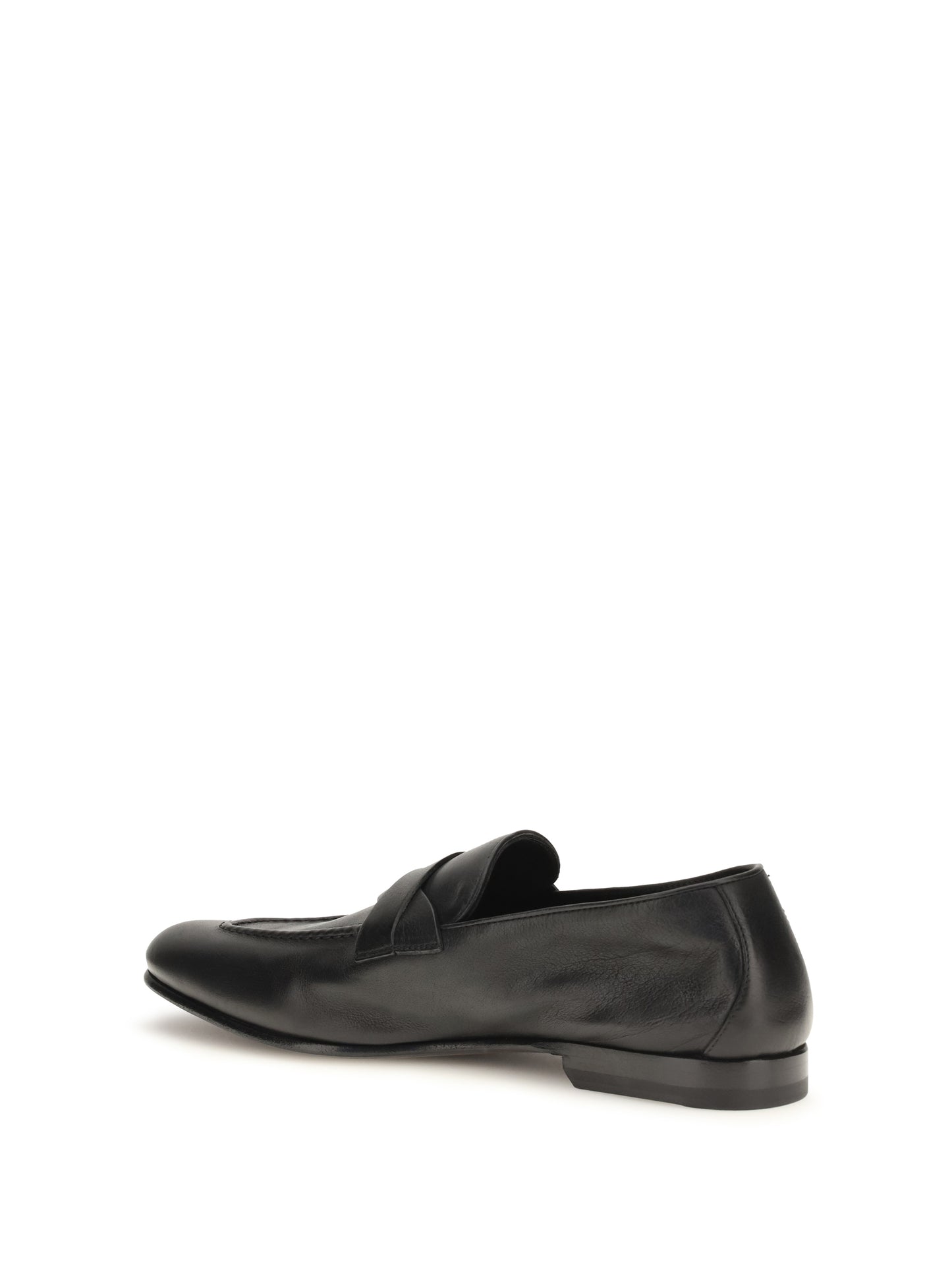 Loafers Gigi Woven Strap Black Calf Leather