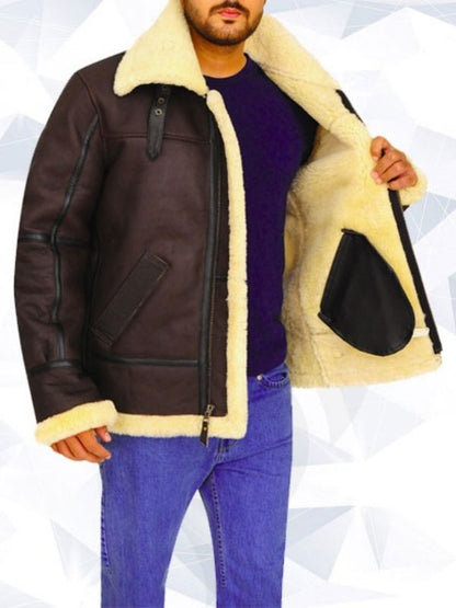 B3 Bomber Aviator Shearling Leather Jacket