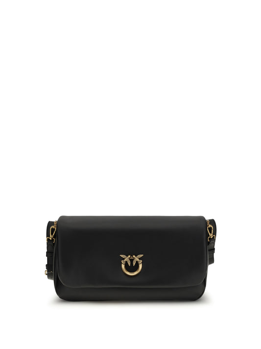 Baguette Shoulder Bag, Calf Leather, Black/Antique Gold