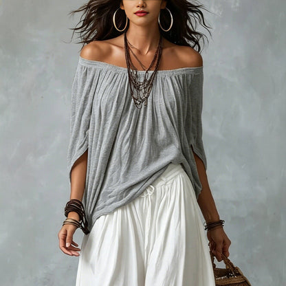 Women's One-Shoulder T-Shirt & Wide-Leg Pants Two-Piece Set — Urban Casual Outfit