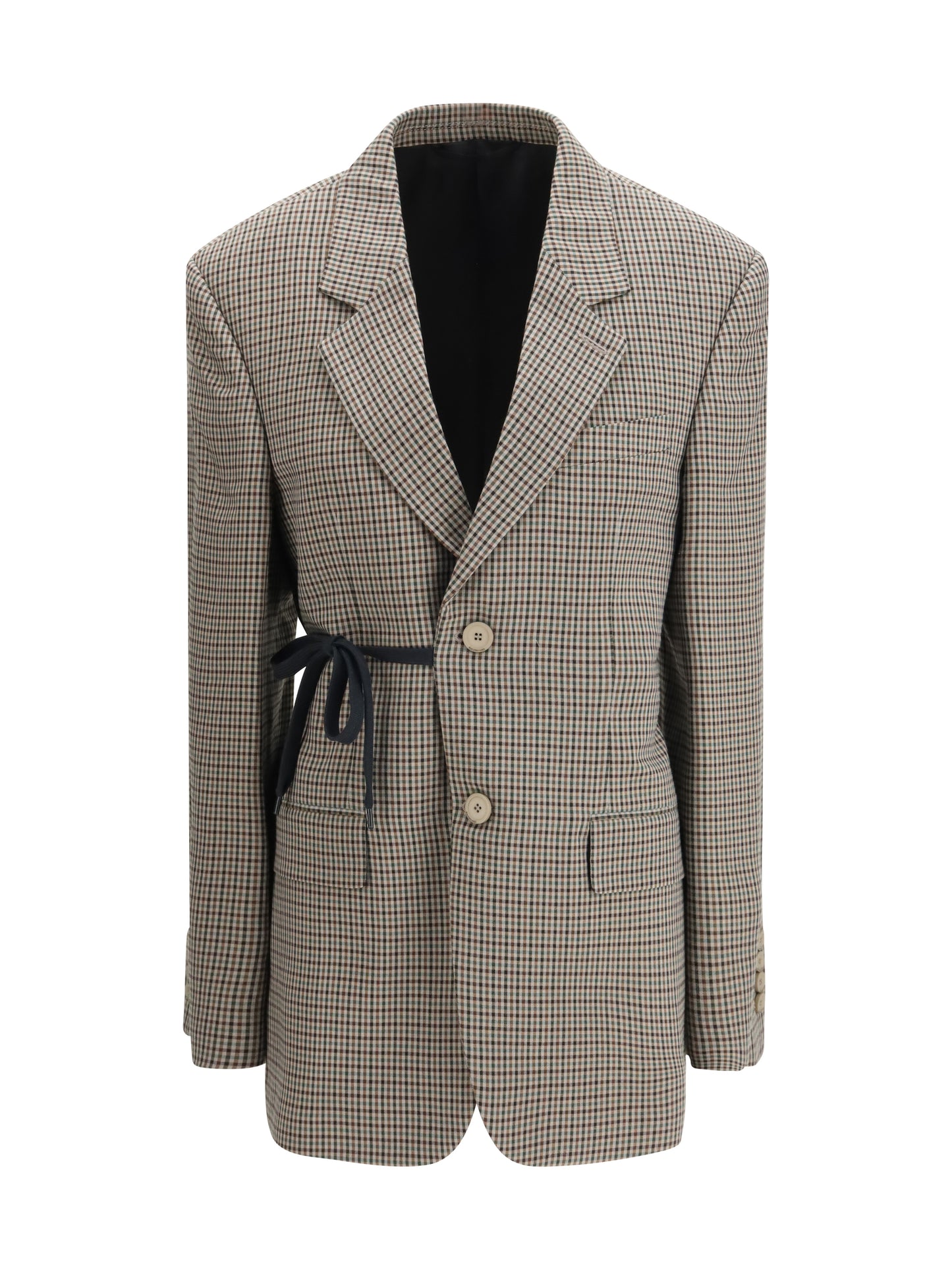 Single-Breasted Vichy Jacket Khaki/Brown