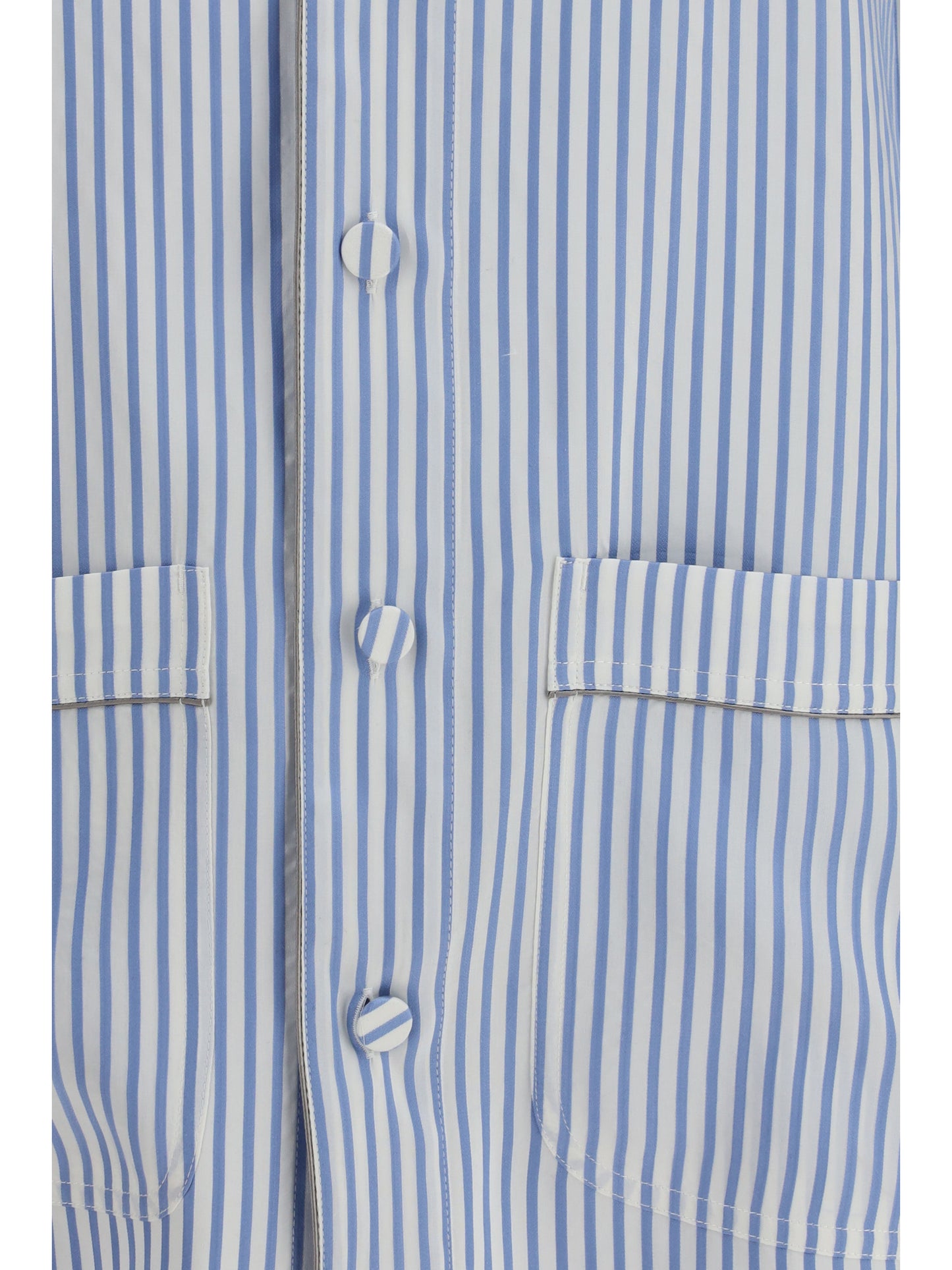 Silk PJ Shirt Sky Blue/Off White