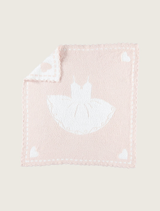 Barefoot Dreams CozyChic Scalloped Receiving Blanket Pink-White-Tutu