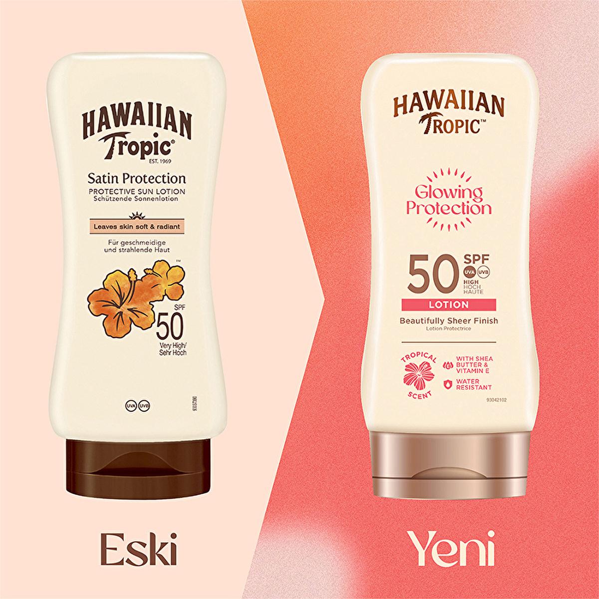 Hawaiian Tropic Glowing Protection SPF 50 Sunscreen Lotion - UVA/UVB, Vegan & Cruelty-Free, Moisturizing - 6.09 fl oz