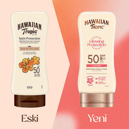 Hawaiian Tropic Glowing Protection SPF 50 Sunscreen Lotion - UVA/UVB, Vegan & Cruelty-Free, Moisturizing - 6.09 fl oz