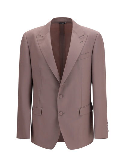 Jacket Single-Breasted Wool Poplin Brown