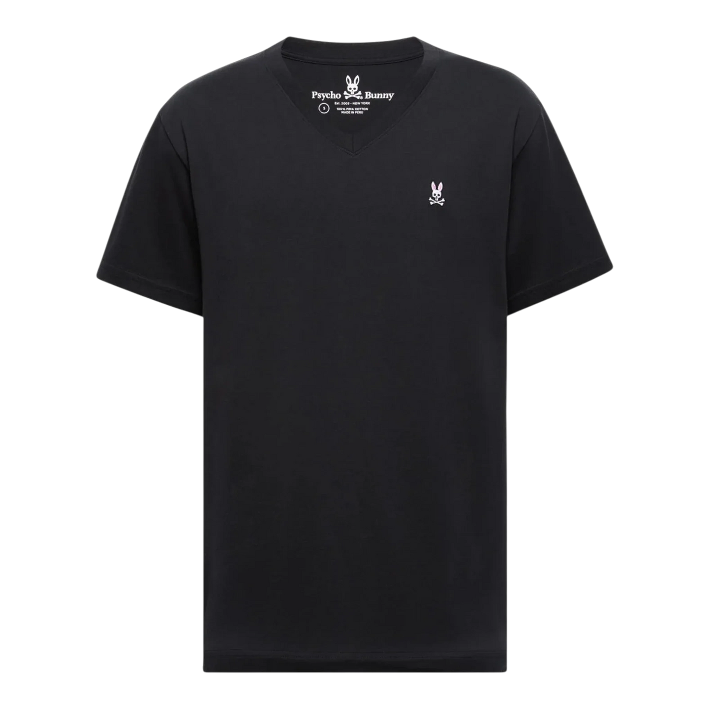 Psycho Bunny V Neck Men's Tee — Black