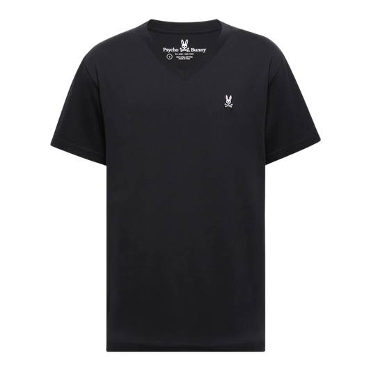 Psycho Bunny V Neck Men's Tee — Black