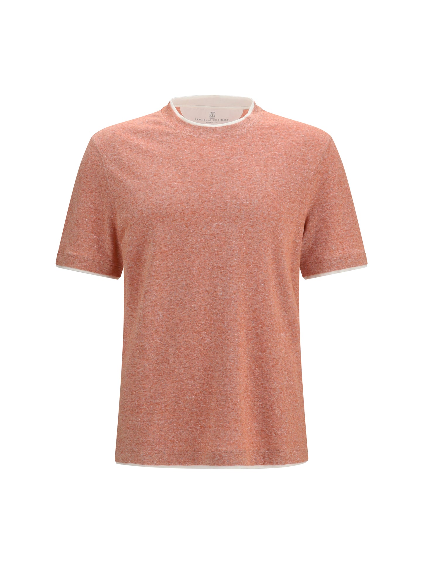 Short-Sleeve Cotton T-Shirt Peach/Off White